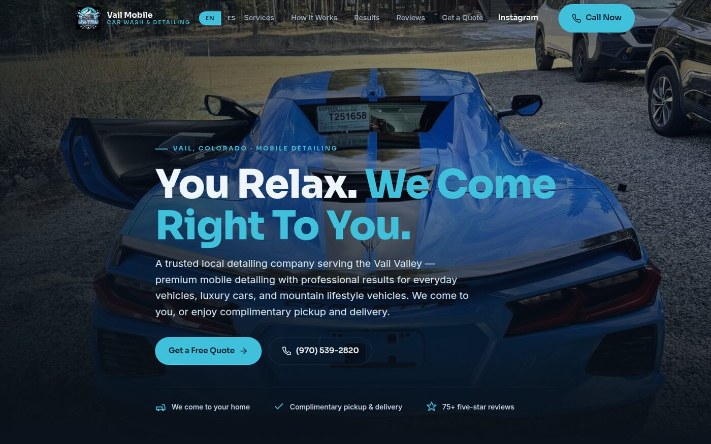 Vail Mobile Car Wash & Detailing website